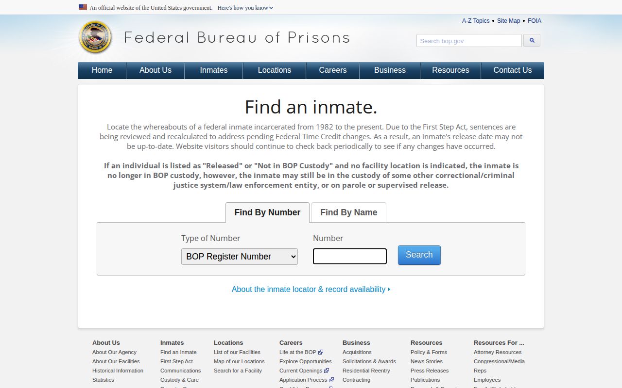 BOP inmate locator for Hale County federal release records