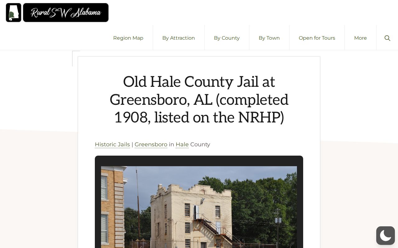 Hale County old jail history and former facility release source distinction